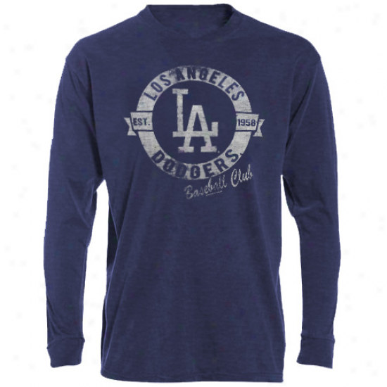 '47 Brand L.a. Dodgers Royal Blue Scrum Premium Long Sleeve Slub T-shirt