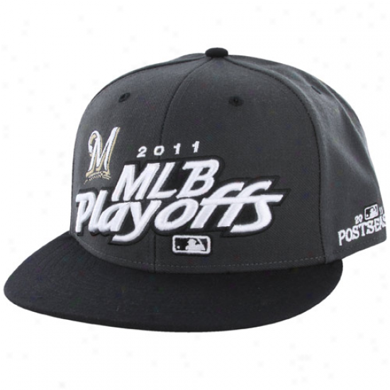 '47 Brand Milwaukee Brewers Charcoal 2011 Mlb Playoff Bound Locker Room Snapback Adjustable Hat