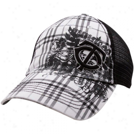 '47 Brand Minnesota Twins Black-white Suffolk Closer Plaid Stretch Fit Ensnare Adjustable Trucker Cardinal's office