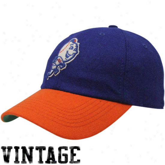 '47 Brand Novel York Mets Royal Blue-orange Cooperstown Brooksby Flex Fit Hat