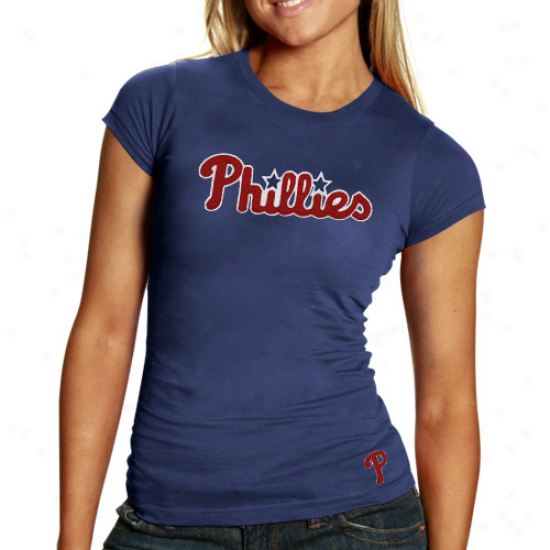 '47 Brand Philadelphia Phillies Ladies Fielshosue Premium T-shirt - Navy Blue