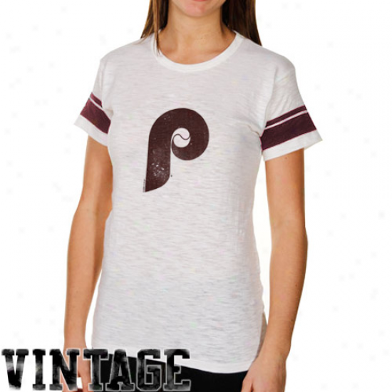 '47 Brand Philadelphia Phillies Ladies White Game Time Premium Heathered T-shirt