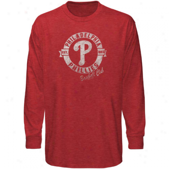 '47 Brand Piladelphia Phillies Red Vintage Premium Long Sleeve Slub T-shirt