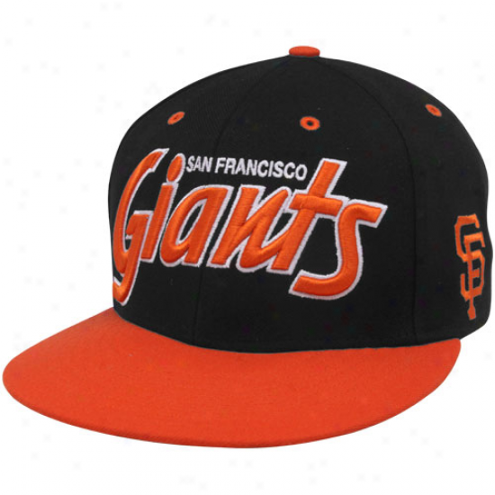 '47 Brand San Francisco Giants Black-orange Retro Script Snapback Adjustable Hat