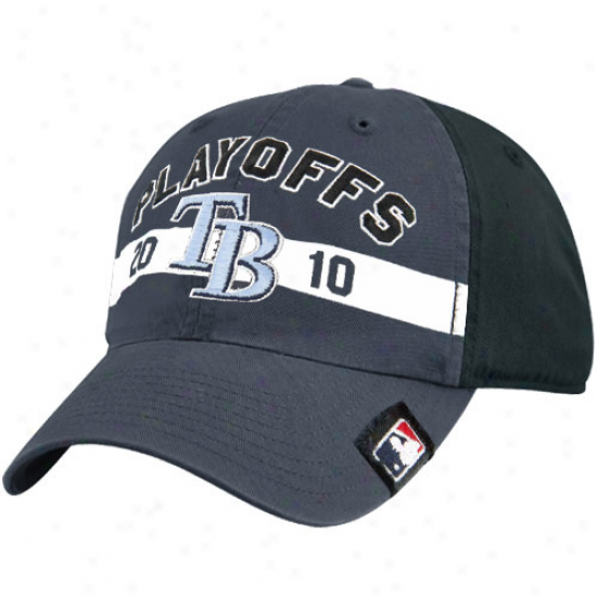 '47 Brand Tampa Bay Rays Charcoal/navy Blue 2010 Mlb Playoffs Official Locker Room Adjustable Hat