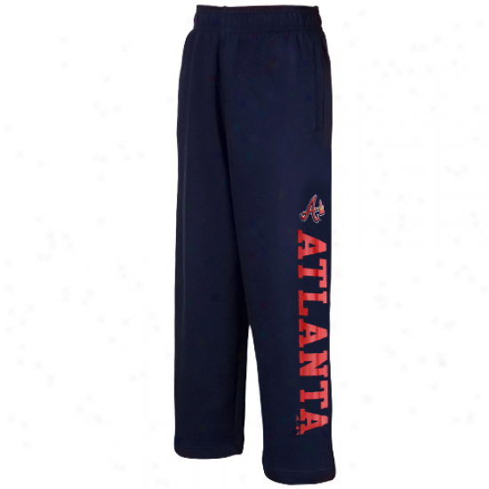 Adidas Atlanta Braves Preschool Navy Blue Word Plus Fleece Saeatpants