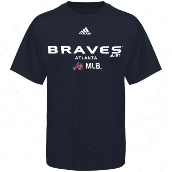 Adidas Atlanta Braves Youth Navy Blue Steel Edge T-sirt