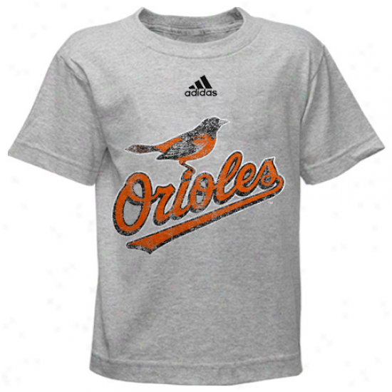 Adidas Baltimore Orioles Preschool Ash Distressed Logo T-shirt