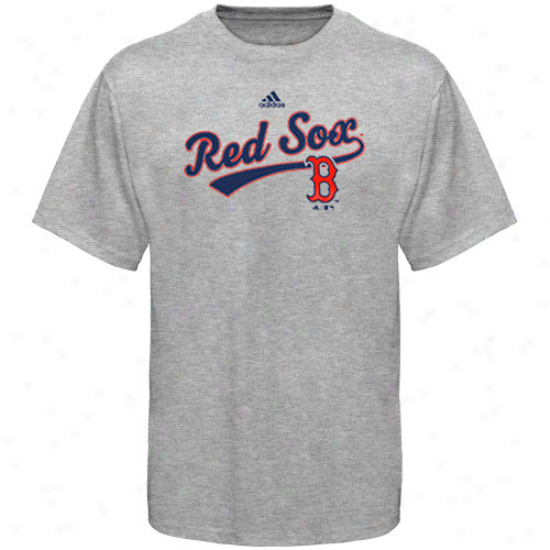 Adidas Boston Red Sox Ash Youth Script T-shirt