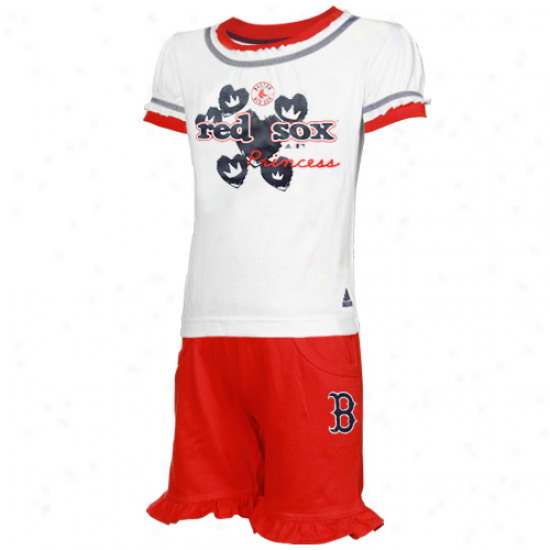 Adidas Boston Red Sox Toddler Girls White-red Princes sT-shirt & Shorts Set