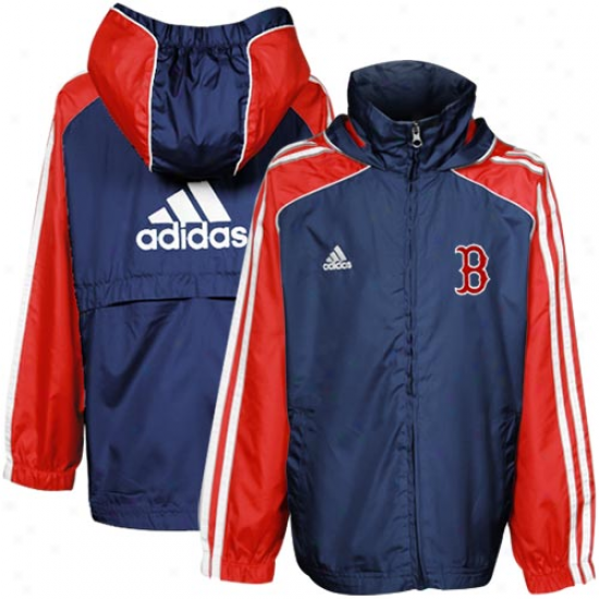 Adidas Boston Red Sox Toddler Navy Blue-red Travel Top Satiated Zip Hoody Jacket