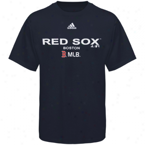 Adidas Boston Red Sox Youth Navy Blue Steel Edge T-shirt