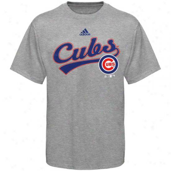 Adidas Chicago Cubs Ash Youth Script T-shirt