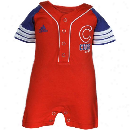 Adisas Chicago Cubs Infant Red Jersey Rom;er