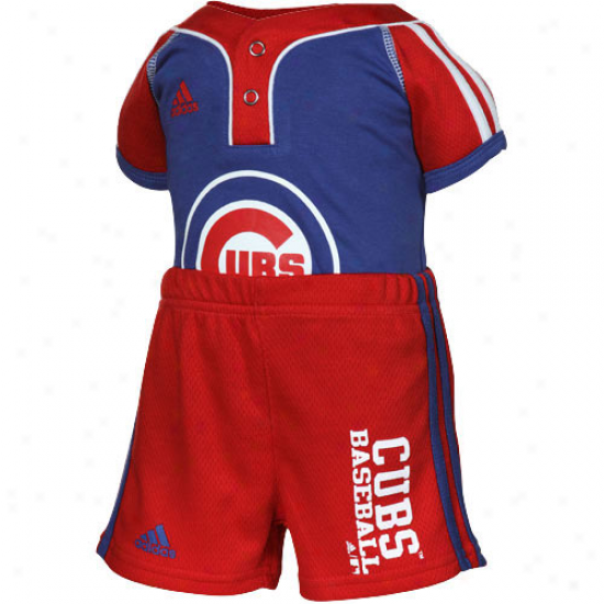 Adidas Chicago Cubss Babe Royal Blue-red 2-piece Jersey Creeper & Shorts Set