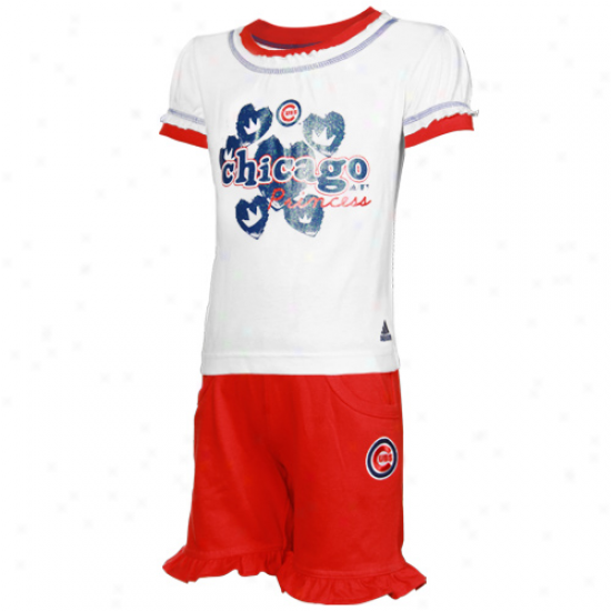 Adjdas Chicago Cubs Preschool Girls White-red Princess T-shirt & Shorts Set