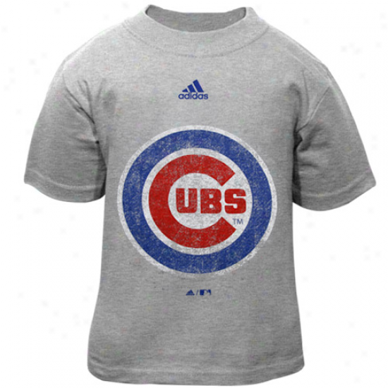 Adiidas Chicago Cubs Toddler Ash Distressed Logo T-shirt