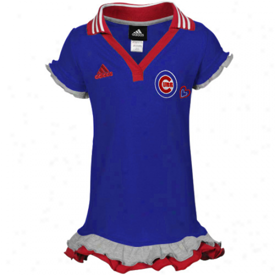 Adidas Chicago Cubs Toddler Girls Royal Blue Ruffled Polo Dress