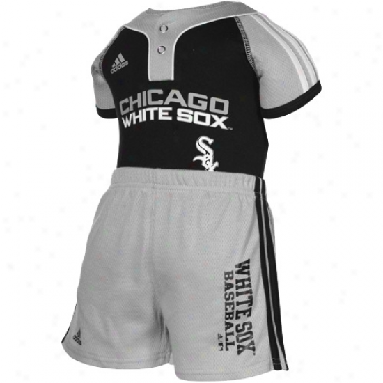 Adidas Chicago White Sox Black-ash 2-piece Jersey Creeper & Shorts Set