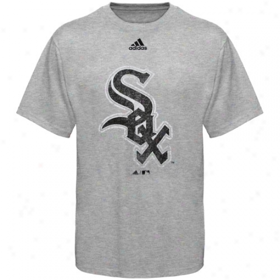 Adidas Chicago White Sox Youth Ash Distressed Logo T-shirt