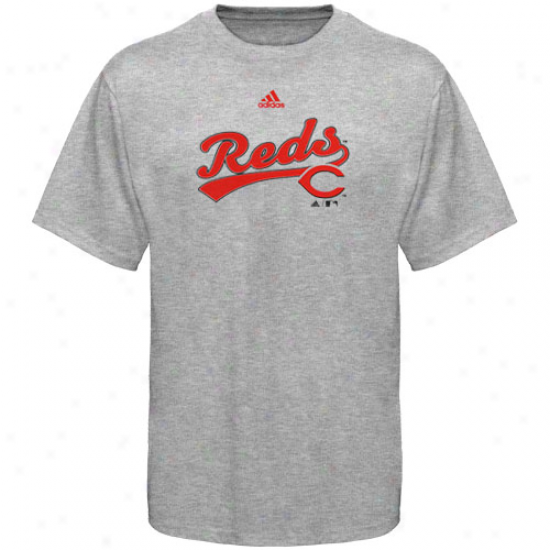 Adidas Cincinnati Reds Ash Youth Script T-shirt