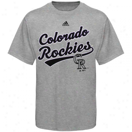 Adidas Colorado Rockies Ash Youth Script T-shirt