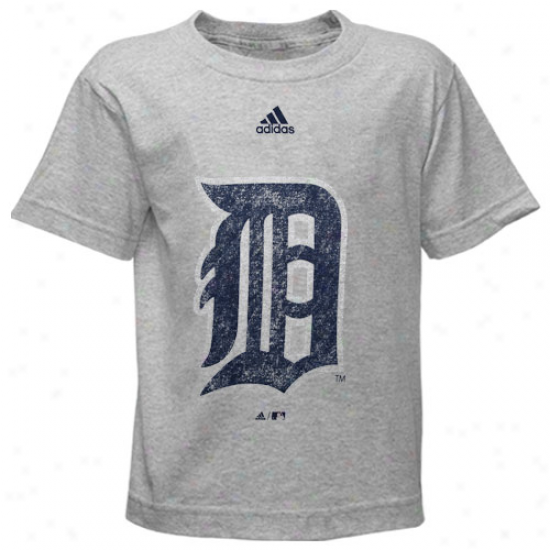 Adidas Detroit Tigers Preschool Ash Distressed Logo T-shirt