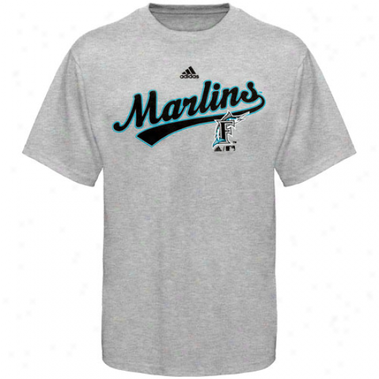 Adidas Florida Marlins Youth Ash Script T-shirt