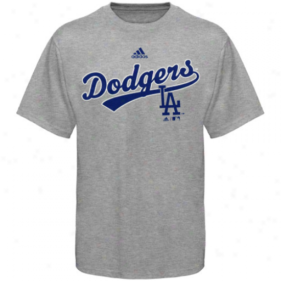 Adidas L.a. Dodgers Ash Youth Script T-shirt