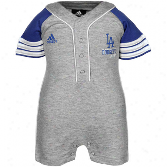 Adidas L.a. Dodgers Infant Ash Jersey Romper