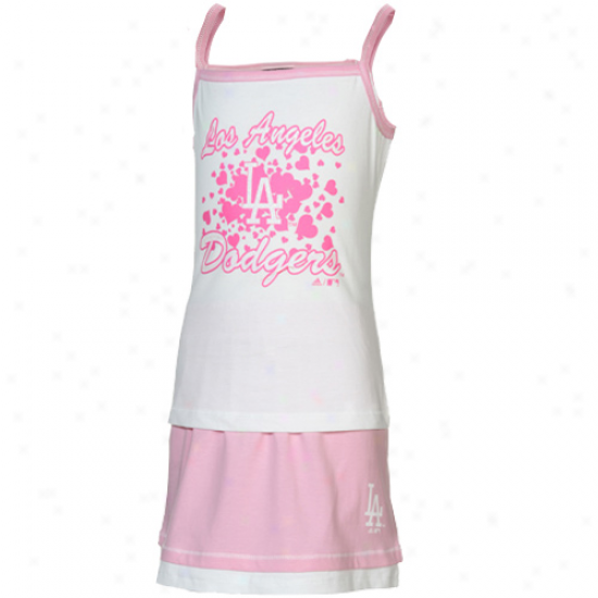 Adidas L.a. Dodgers Toddler Girls Pink Skirt & Tank Crop Set