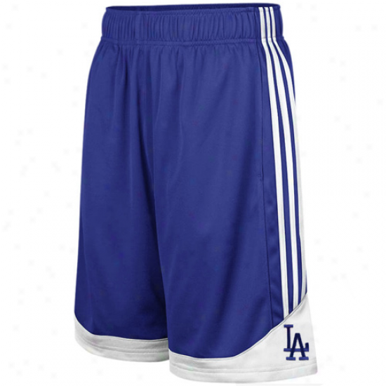 Adidas L.a. Dodgers Youth Royal Blue Pre-game Mesh Shorts