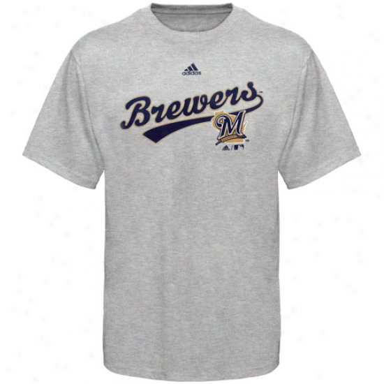 Adidas Milwaukee Brewers Youth Ash Script T-shirt