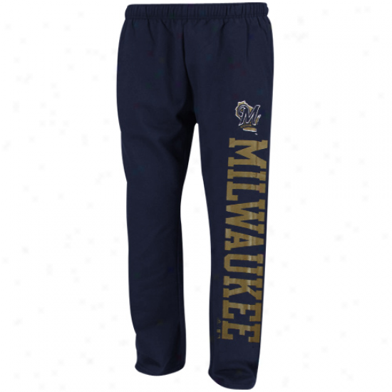 Adidas Milwaukee Brewers Youth Navy Blue Word Plus Fleece Sweatpants