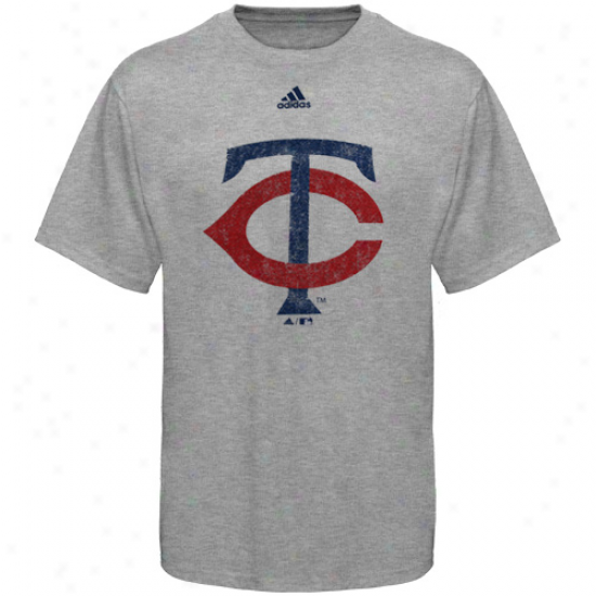 Adidas Minnesota Twins Preschool Ash Distressed Logo T-shirt