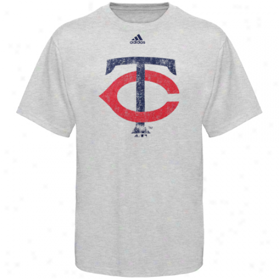 Adidas Minnesota Twins Youth Ash Distressed Logo T-shirt