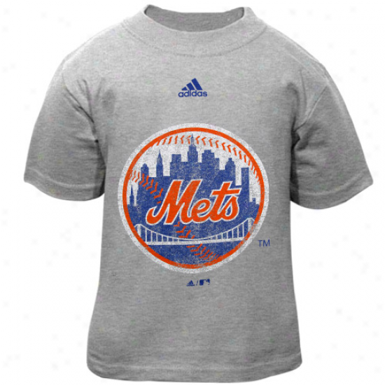 Adidas New York Mets Toddler Ash Distressed Logo T-shirt