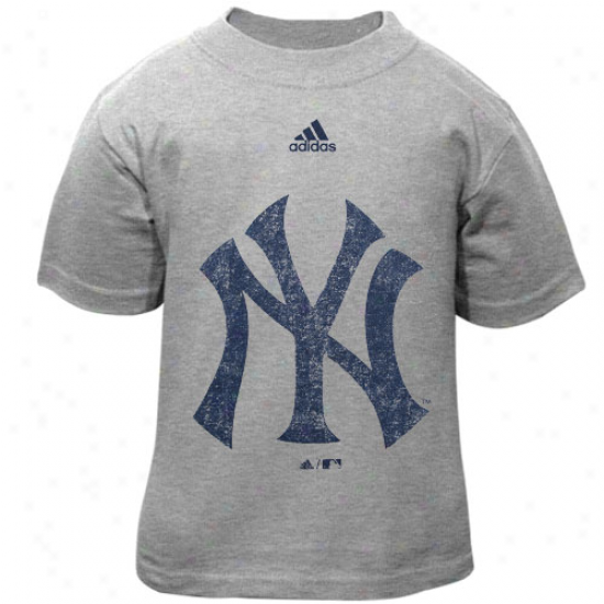 Adidas New York Yankees Toddler Ash Distressed Logo T-shirt