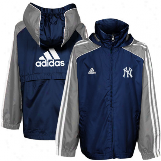 Adidas New York Yankees Toddler Nvay Blue-gray Travel Top Full Zip Hoody Jacket