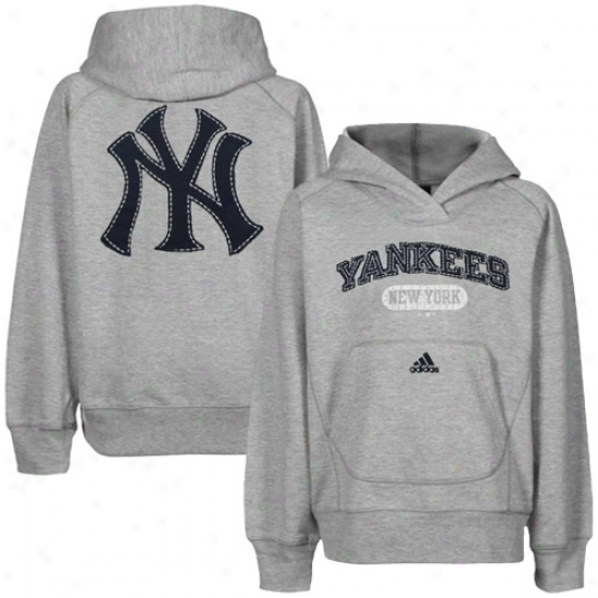 Adidas Starting a~ York Yankee Youth Girls Ash Pop Over Shawl Collar Pullover Hoodie