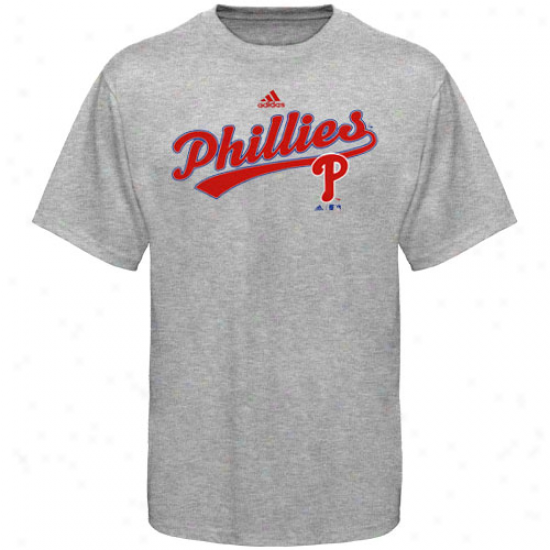 Adidas Philadelphia Phillies Ash Youth Script Tshirt