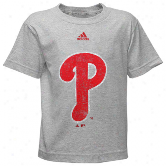 Adidas Philadelphia Phillies Preschool Ash Distrsssed Logo T-shirt