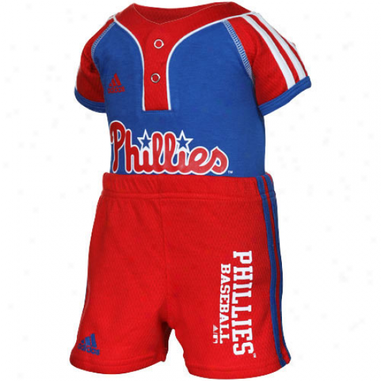 Adidas Philadelphia Phillies Magnificent Blhe-red 2-piece Jersey Creeper & Shorts Set