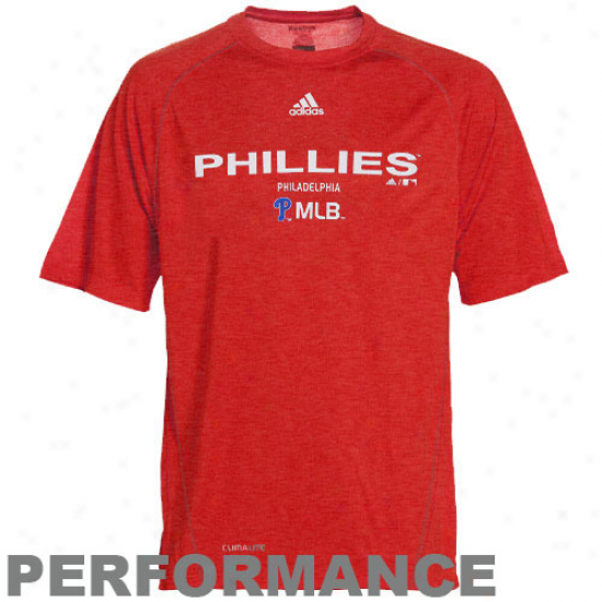 Adidas Philadelphia Phillies Youth Red Speedwick Heathered Petformance T-shirt