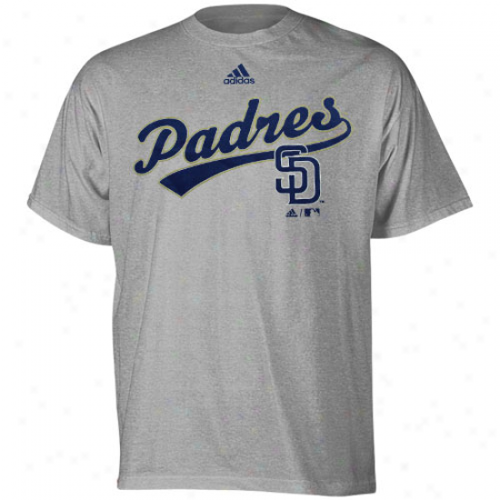 Adidas San Diego Padres Ash Youth Script T-shirt