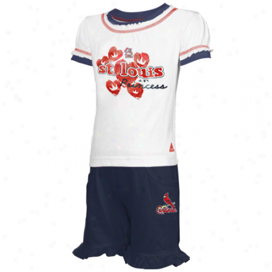 Adidas St. Louis Cardinals Toddler Girls White-navy Blue Princess T-shirt & Shorts Placed