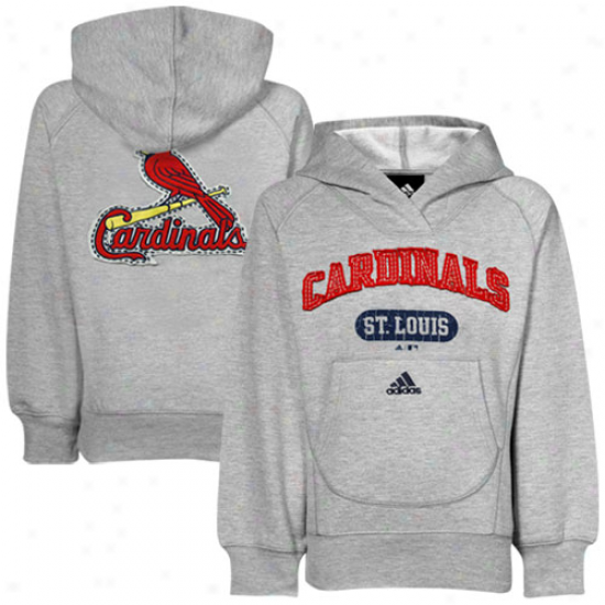 Adidae St. Louis Cardinals Youth Girls Ash Pop Over Shawk Coklar Phllover Hoody