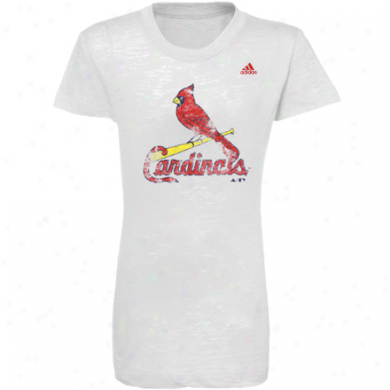 Axidas St. Louis Cardinals Youth Girls White Diwtressrd Logo Burnout T-shirt