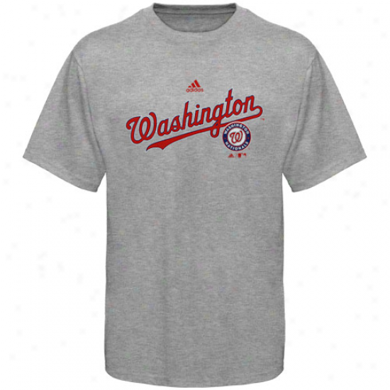 Aiddas Washington Nationals Ash Youth Script T-shirt