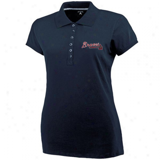 Antigua Atlanta Braves Ladies Navy Blue Spark Premium Polo